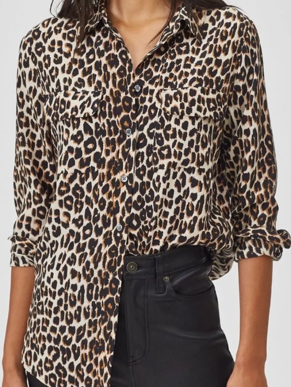 Equipment Femme Leopard Print Button-Up Blouse